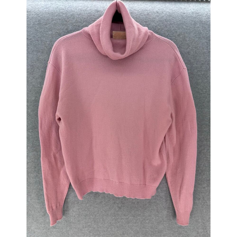 Vintage Pendleton Women's sz L Baby Pink 100% Wool Cowl Neck Sweater Pullover